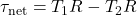 \tau_{\text{net}} = T_1R - T_2R