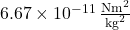 6.67 \times 10^{-11} \, \frac{\text{Nm}^2}{\text{kg}^2}