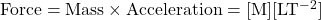 \rm Force = Mass \times Acceleration = [M] × [LT^{-2}]