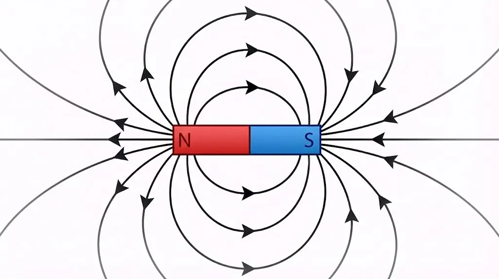 Magnetic field lines around a bar magnet emerging from North and merging at South.