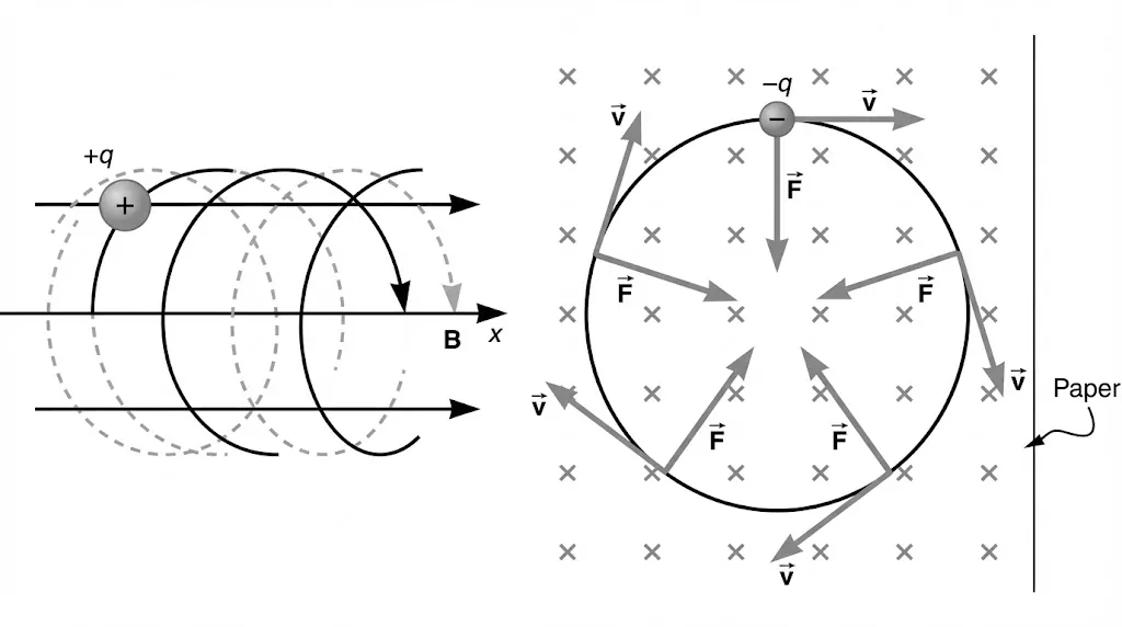 Charged particle motion in magnetic field