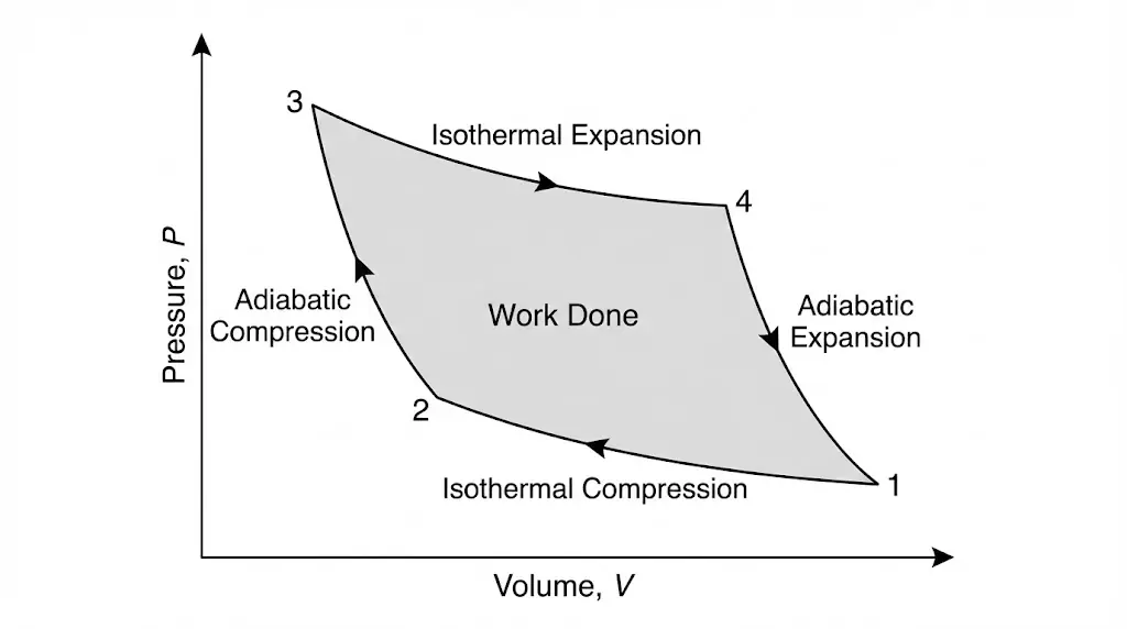 Cyclic process pressure–volume loop