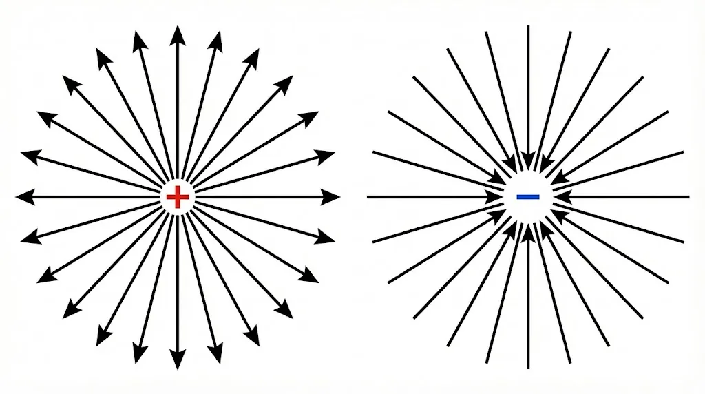 Electric field lines around charges