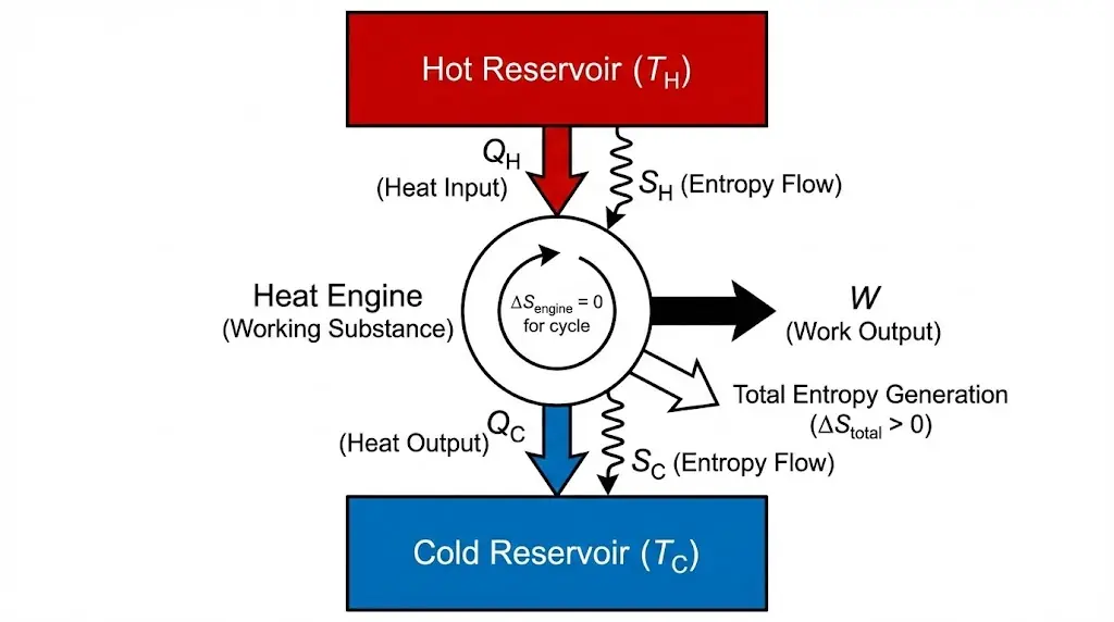 Entropy flow in a heat engine cycle
