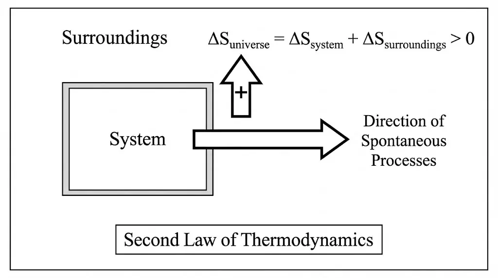 Entropy of universe increasing during spontaneous processes