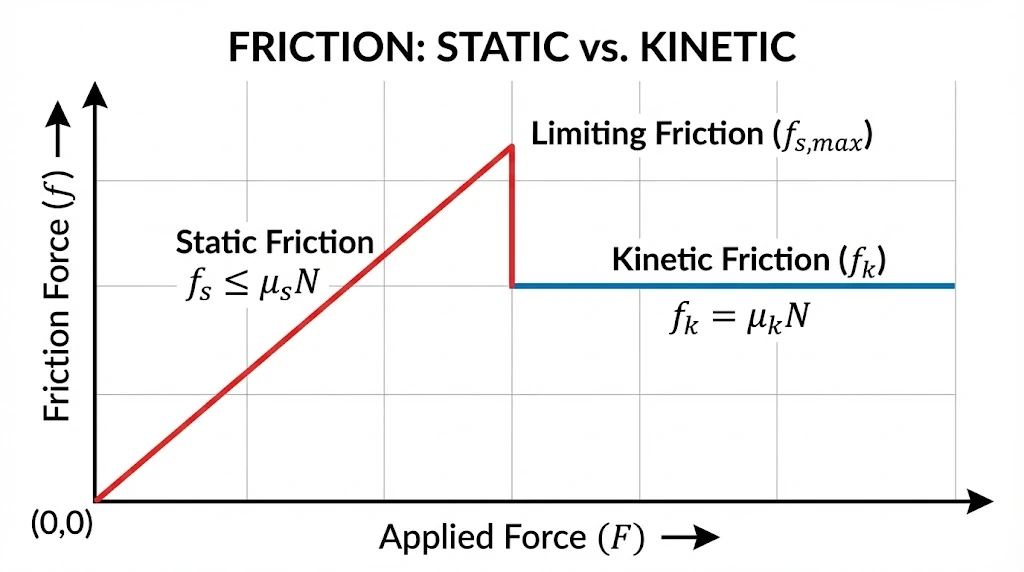Graph showing variation of friction with applied force.