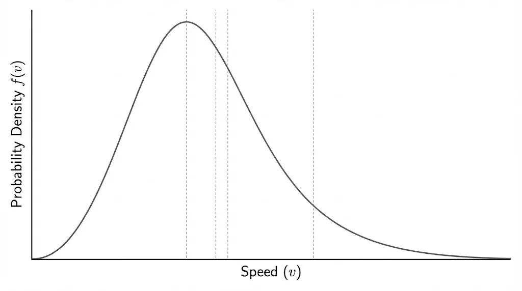 Maxwell-Boltzmann speed distribution curve