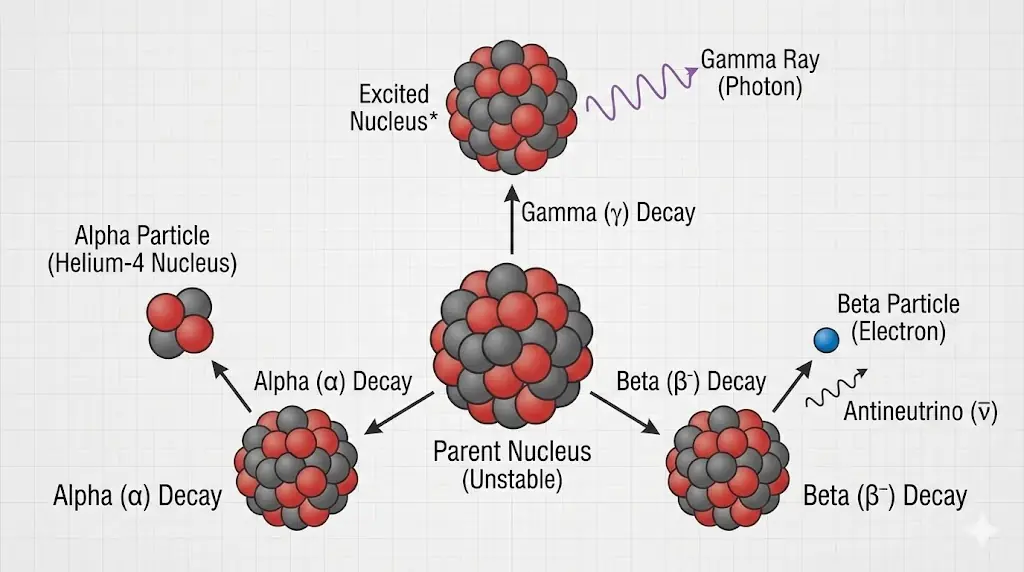 Alpha beta gamma decay