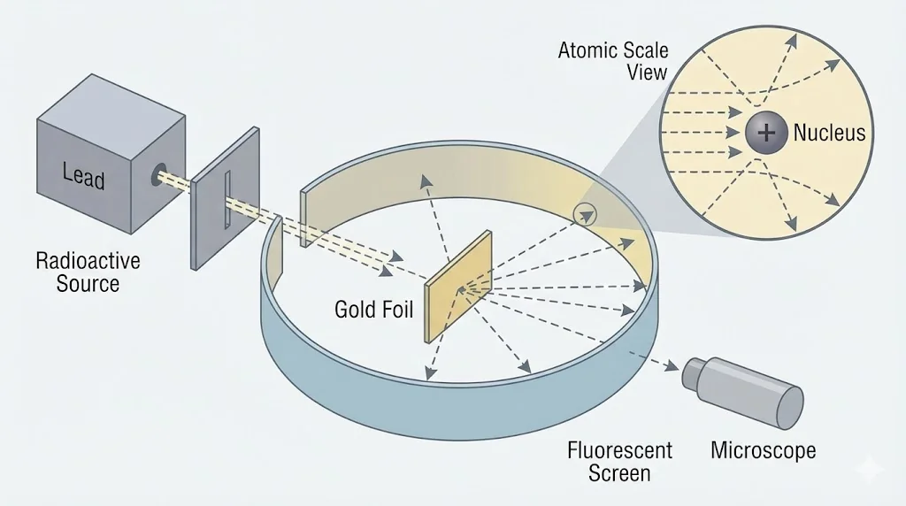 Rutherford scattering experiment diagram