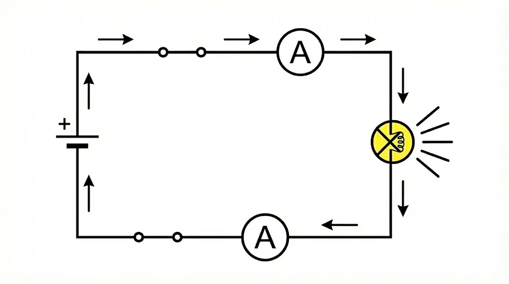 Schematic diagram of a simple electric circuit.