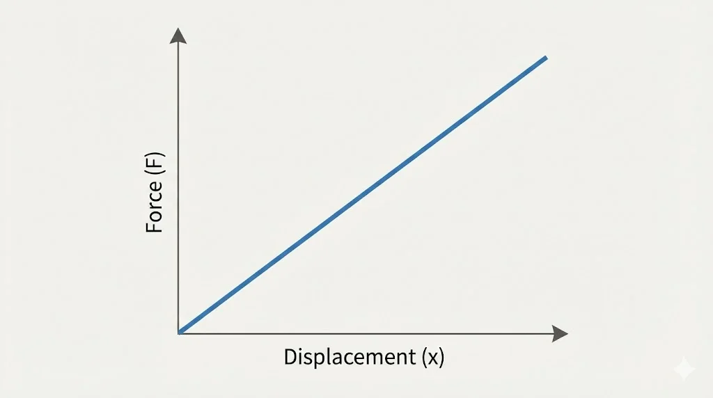 Linear force-displacement graph for a spring