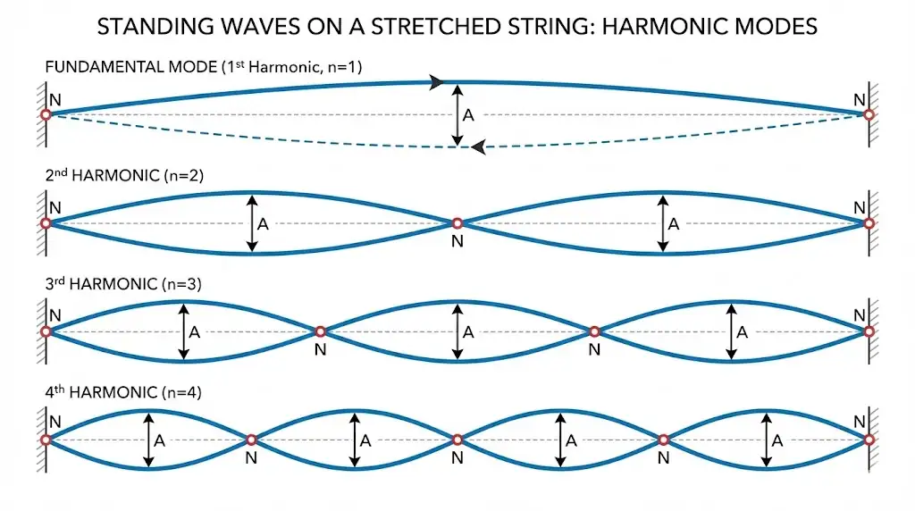 Standing waves with nodes and antinodes
