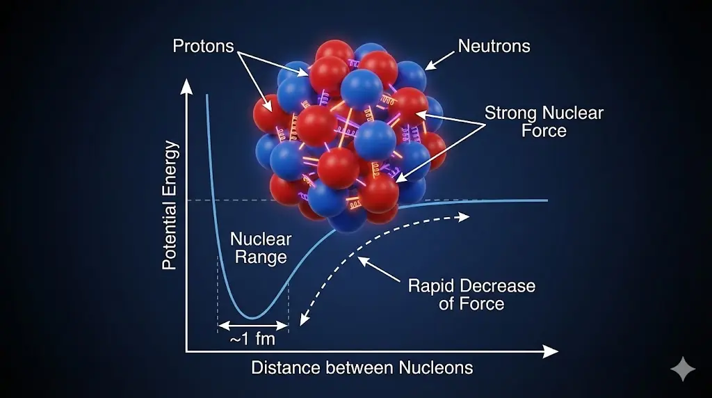 Strong nuclear force between nucleons